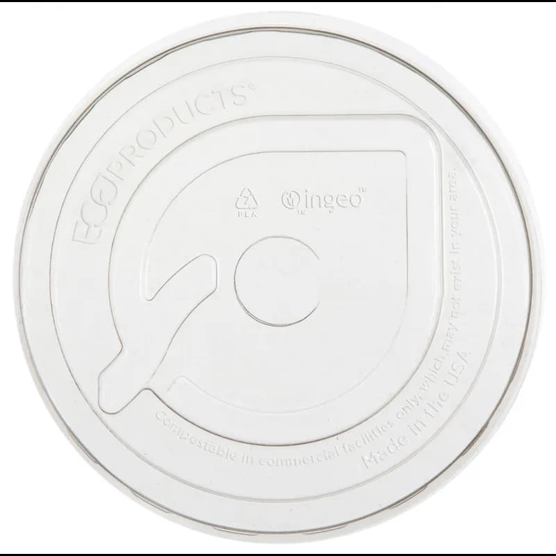 GreenStripe® Lid Flat PLA Translucent For 9-24 OZ Cold Cup With Hole 1000/Case