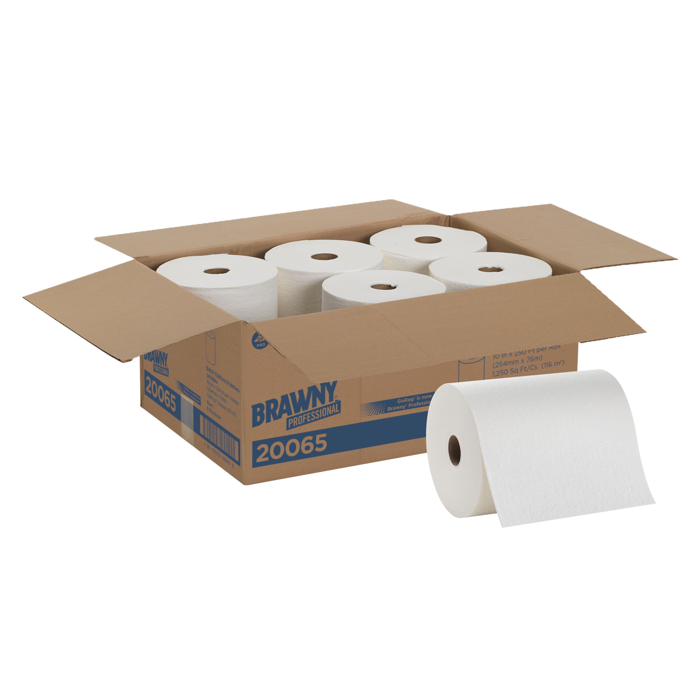 Brawny® Professional Roll Paper Wiper 10.000IN X22.800FT 1PLY White Refill 250 Sheets/Roll 6 Rolls/Case 1500 Sheets/Case