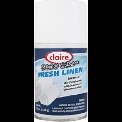 Claire 9000 Shot Air Freshener Fresh Linen Aerosol 7.5 FLOZ Metered Refill 4/Case