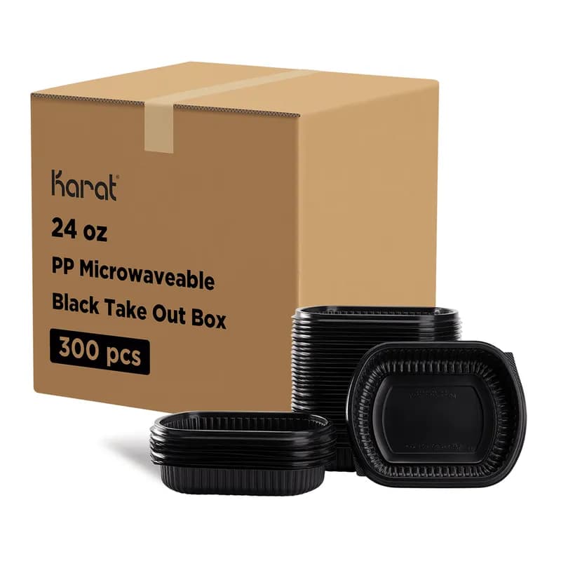 Take-Out Container 24 OZ PP Black Microwave Safe 300/Case