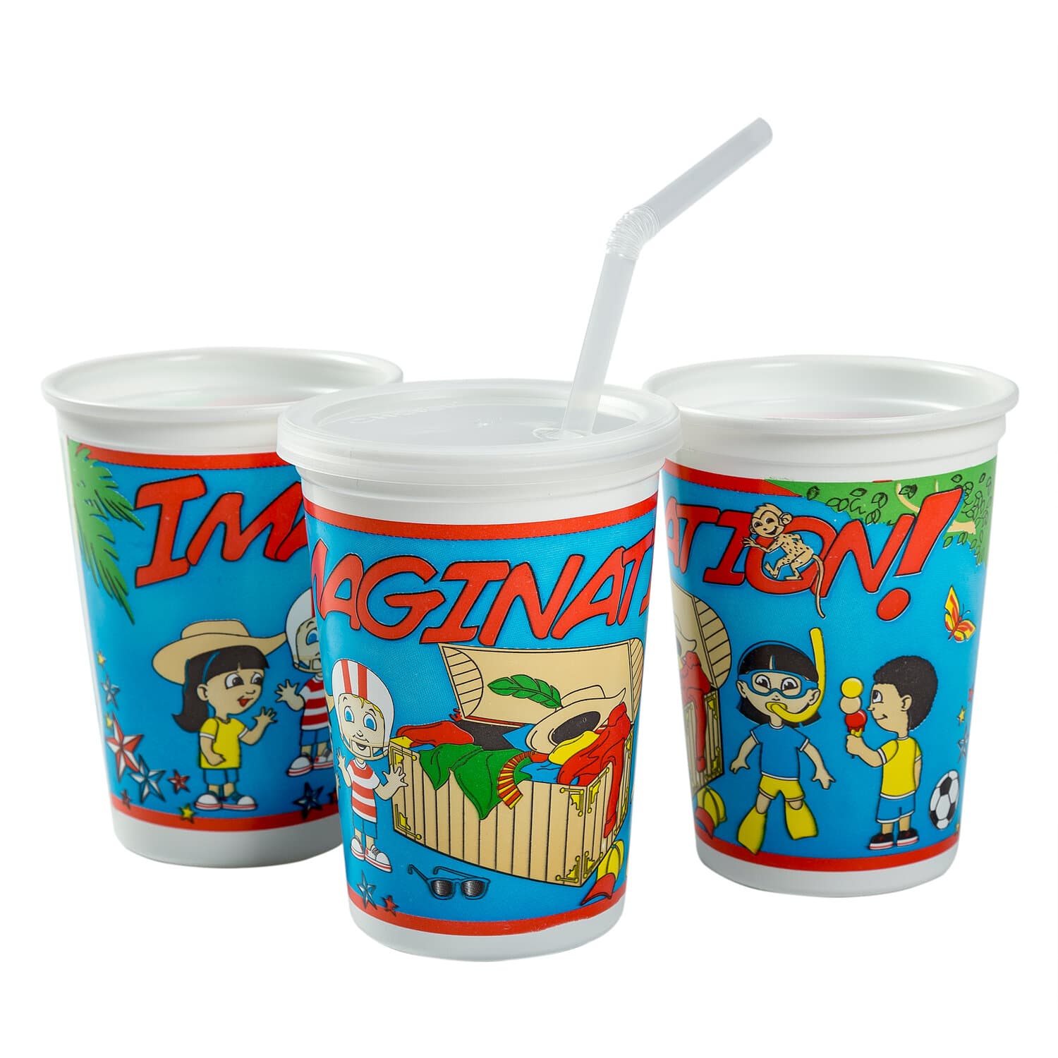 Cup, Lid & Straw Combo Kid 12 OZ White Imagination 120/Case