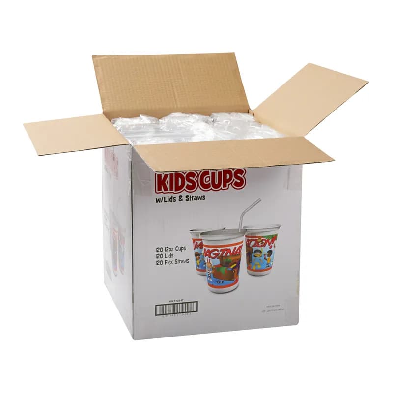 Cup, Lid & Straw Combo Kid 12 OZ White Imagination 120/Case