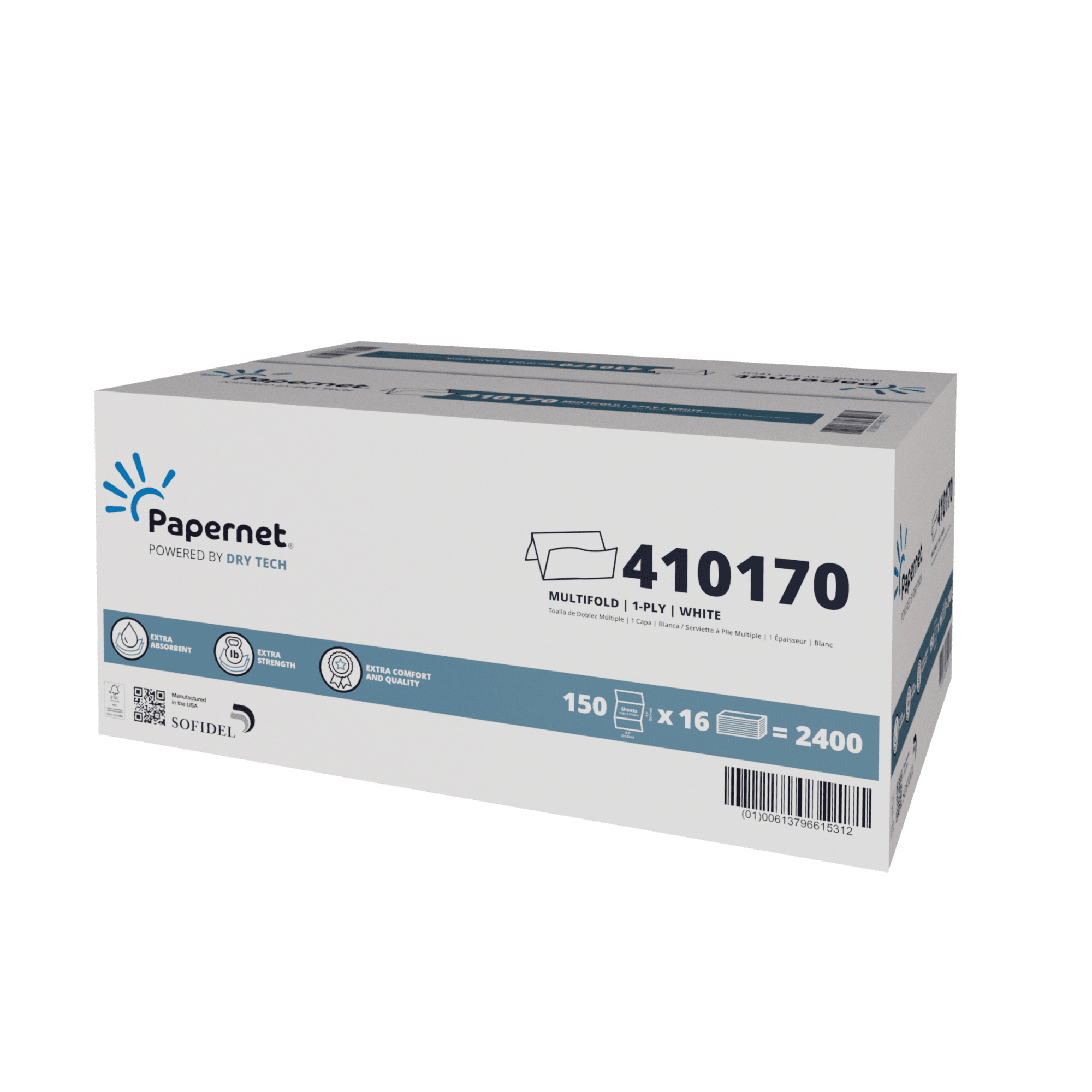 Papernet Dry Tech Folded Paper Towel 9.5X9.25 IN White Multifold 2400/Case