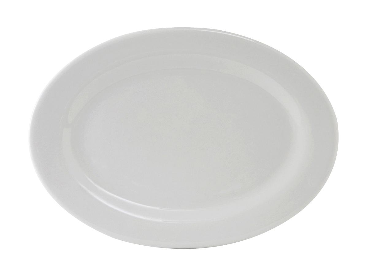 Alaska Platter 13.75X10 IN China Porcelain White Oval Wide Rim Rolled Edge Fully Vitrified 12/Case