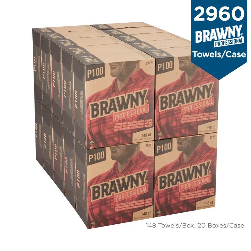 Brawny® Professional Cleaning Wipe 12.5X8 IN Light Duty 2 Paper White 1/3 Fold 148 Sheets/Pack 20 Packs/Case