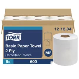 Tork Roll Paper Towel M2 11.8X7.6 IN 590 FT White Centerfeed Refill 600 Sheets/Roll 6 Rolls/Case 3600 Sheets/Case