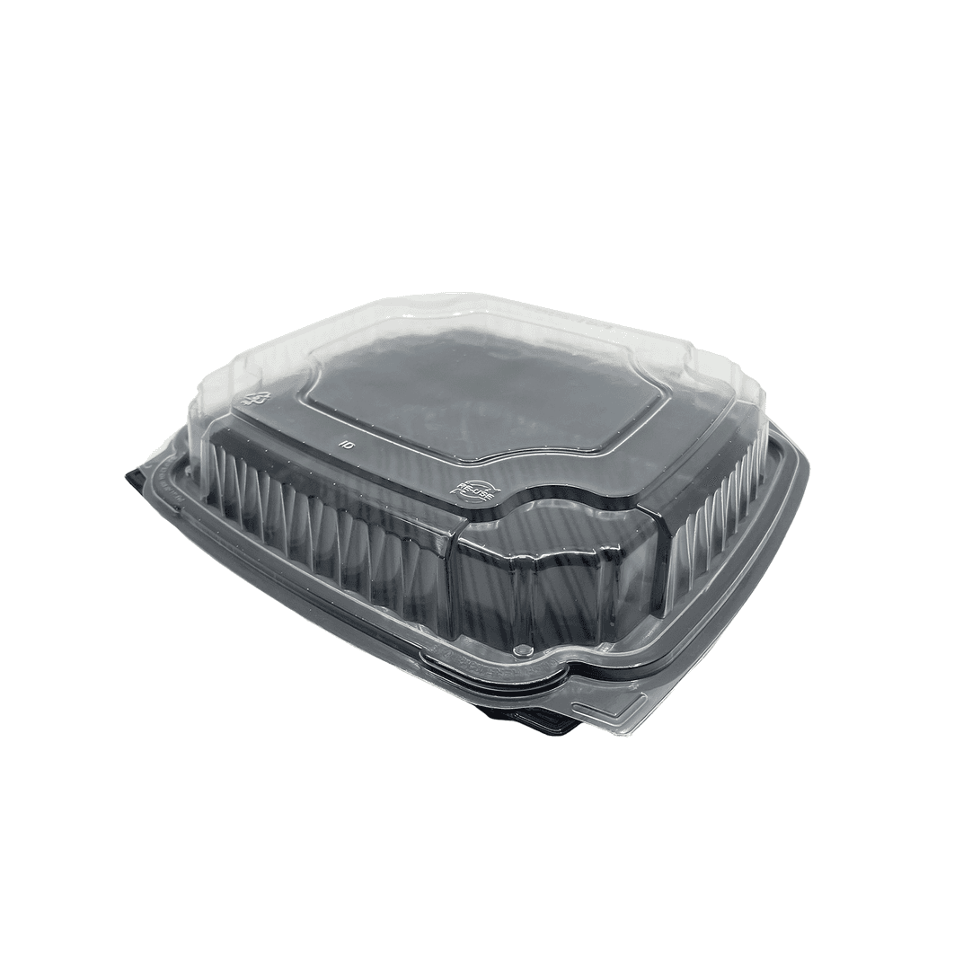 Take-Out Container Hinged PP Black Clear 150/Case