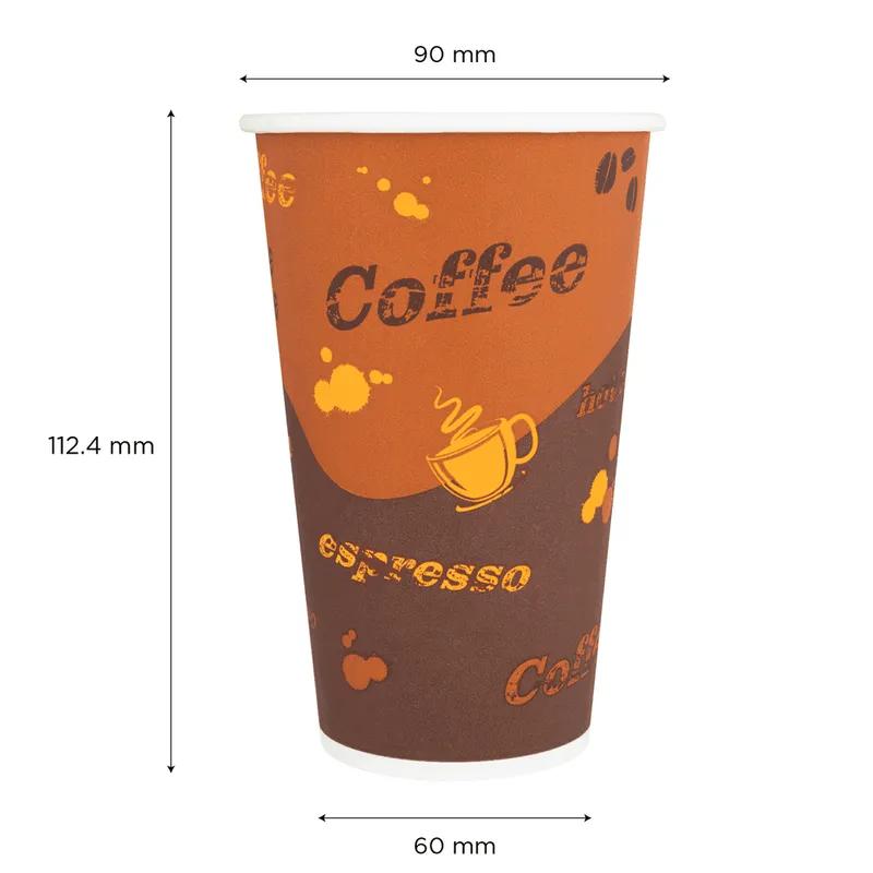 Karat® Hot Cup 16 OZ Paper Coffee Print 90MM 1000/Case