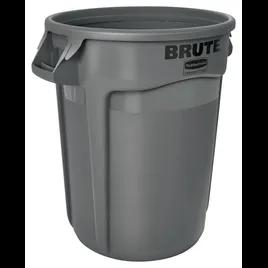 Brute® 1-Stream Trash Can 32 GAL 128 QT Gray Round Resin Venting Channels Stationary Food Safe 1/Each