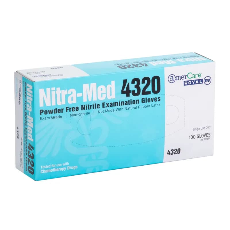 Nitra-Med Examination Gloves Medium (MED) Blue 4MIL Heavyweight Nitrile Powder-Free 100 Count/Pack 10 Packs/Case