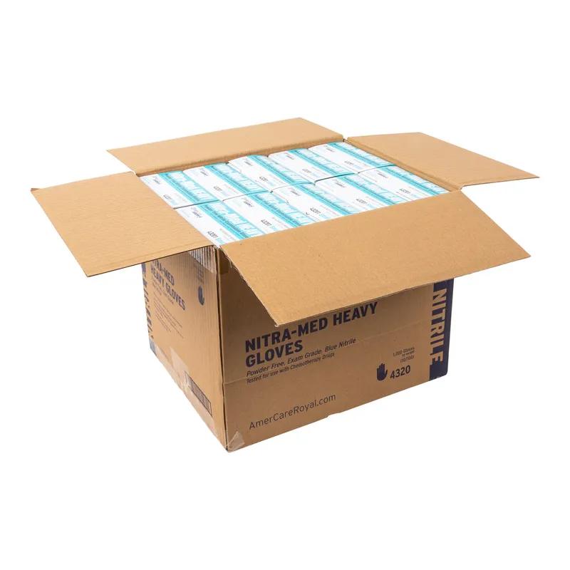 Nitra-Med Examination Gloves Medium (MED) Blue 4MIL Heavyweight Nitrile Powder-Free 100 Count/Pack 10 Packs/Case