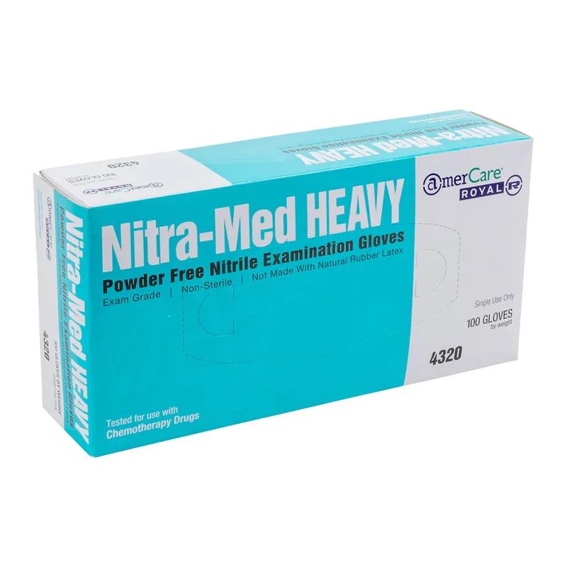 Nitra-Med Examination Gloves Medium (MED) Blue 4MIL Heavyweight Nitrile Powder-Free 100 Count/Pack 10 Packs/Case