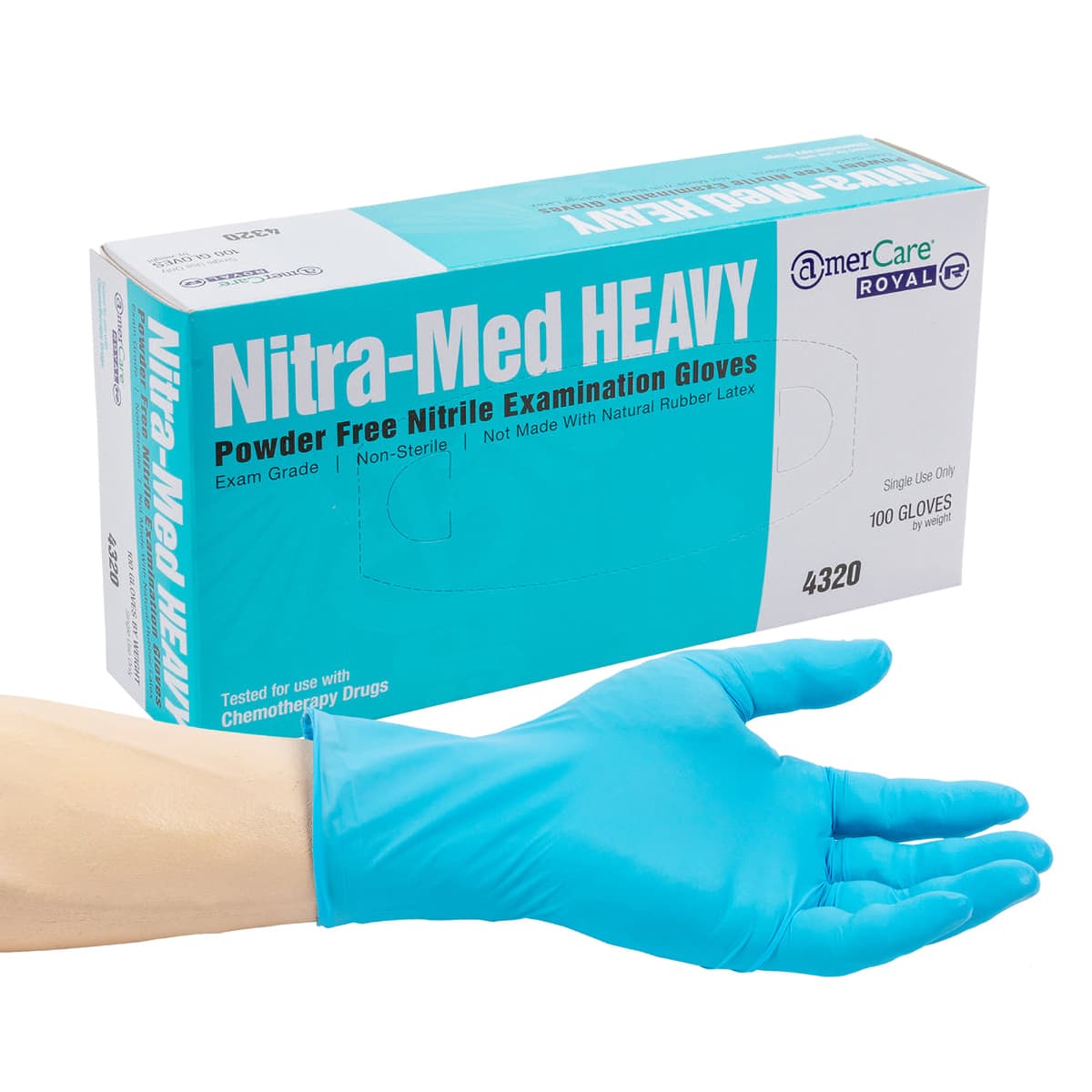 Nitra-Med Examination Gloves XL Blue 4MIL Heavyweight Nitrile Powder-Free 100 Count/Pack 10 Packs/Case 1000 Count/Case