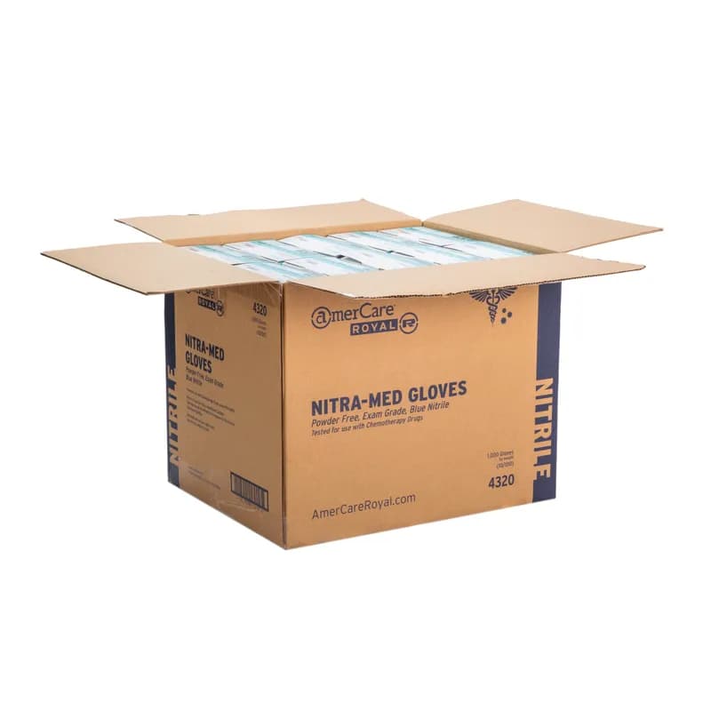 Nitra-Med Examination Gloves XL Blue 4MIL Heavyweight Nitrile Powder-Free 100 Count/Pack 10 Packs/Case 1000 Count/Case