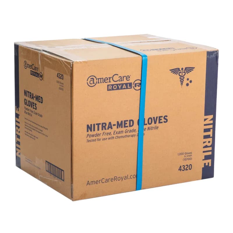 Nitra-Med Examination Gloves XL Blue 4MIL Heavyweight Nitrile Powder-Free 100 Count/Pack 10 Packs/Case 1000 Count/Case