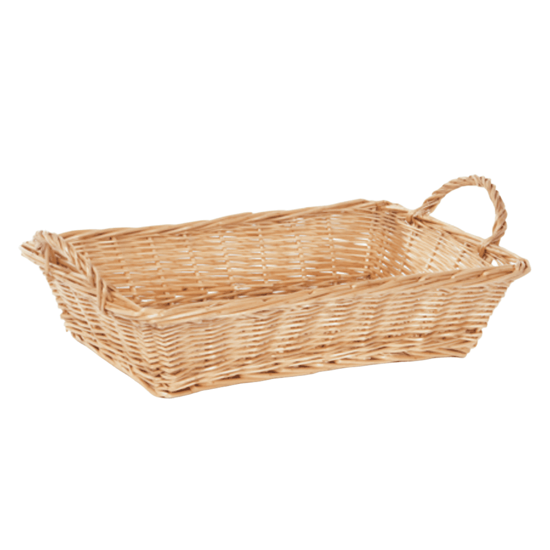 Willow Tray Basket Rectangle Side Handles 1/Each