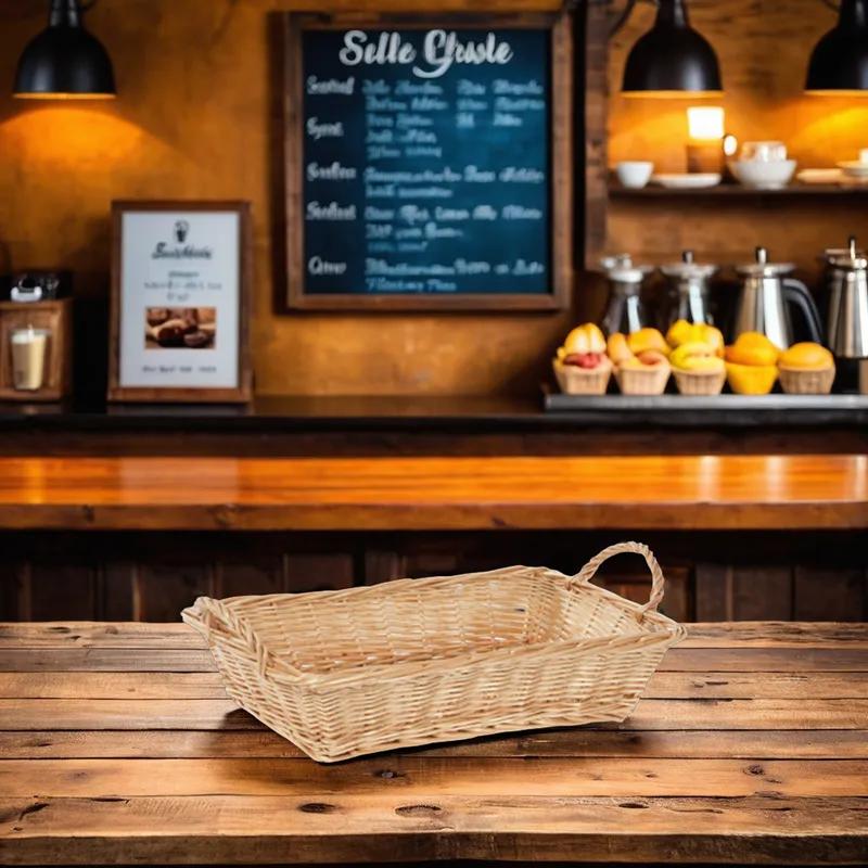 Willow Tray Basket Rectangle Side Handles 1/Each