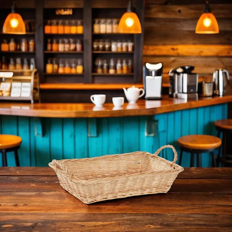 Willow Tray Basket Rectangle Side Handles 1/Each