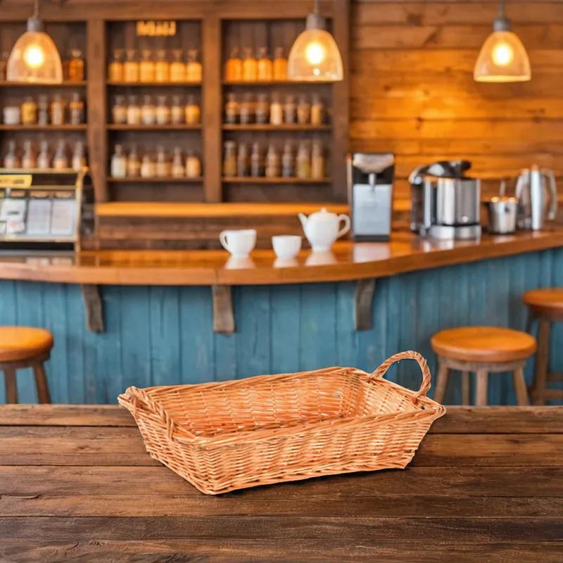 Willow Tray Basket Rectangle Side Handles 1/Each