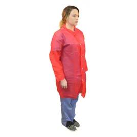 Safety Zone PolyLite Lab Coat XXL Red PP No Pockets Snap Front Long Sleeve Open Wrists 30/Case