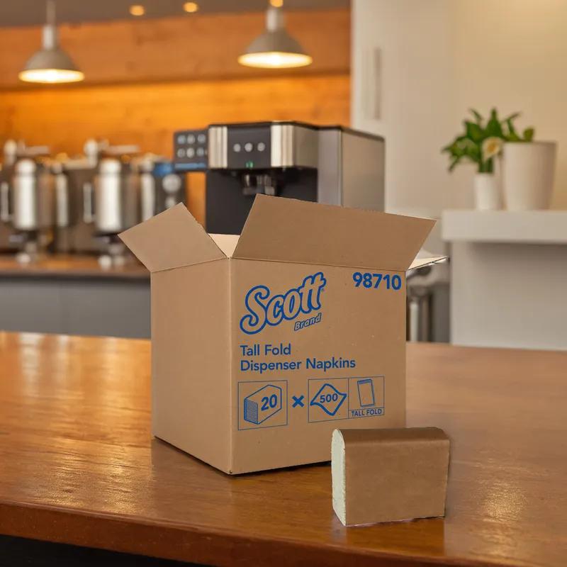 Scott® Hi-Mast Dispenser Napkins 6.6X13.2 IN White Paper 1PLY Tall Fold 500 Count/Pack 20 Packs/Case 10000 Count/Case