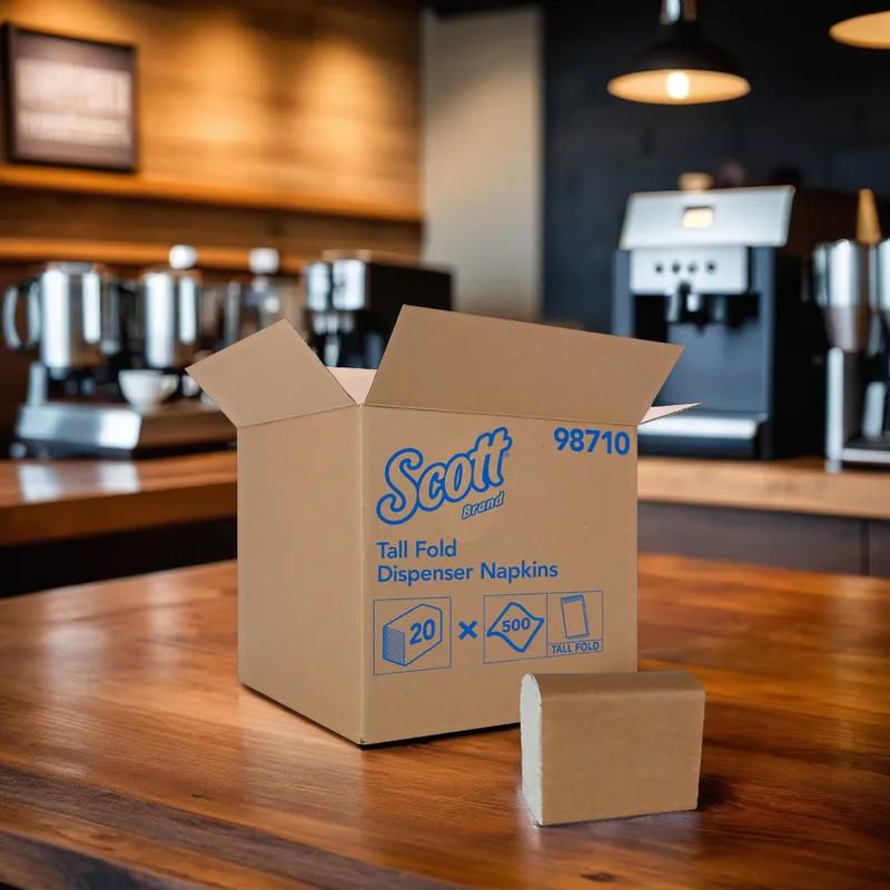 Scott® Hi-Mast Dispenser Napkins 6.6X13.2 IN White Paper 1PLY Tall Fold 500 Count/Pack 20 Packs/Case 10000 Count/Case