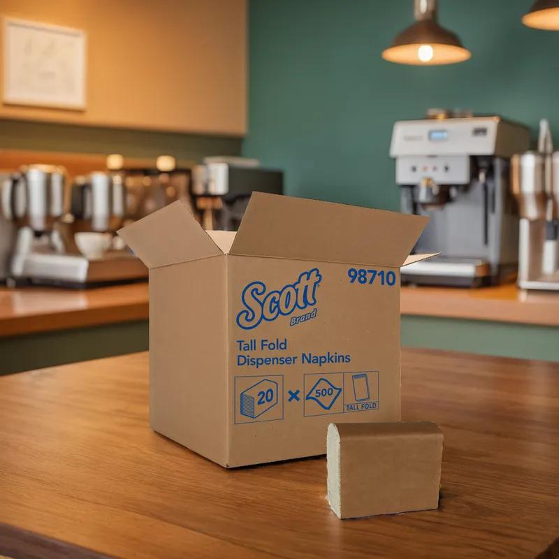 Scott® Hi-Mast Dispenser Napkins 6.6X13.2 IN White Paper 1PLY Tall Fold 500 Count/Pack 20 Packs/Case 10000 Count/Case