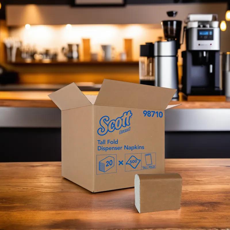 Scott® Hi-Mast Dispenser Napkins 6.6X13.2 IN White Paper 1PLY Tall Fold 500 Count/Pack 20 Packs/Case 10000 Count/Case