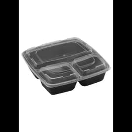 Take-Out Container Base & Lid Combo 48 OZ 3 Compartment PP Square 100/Case