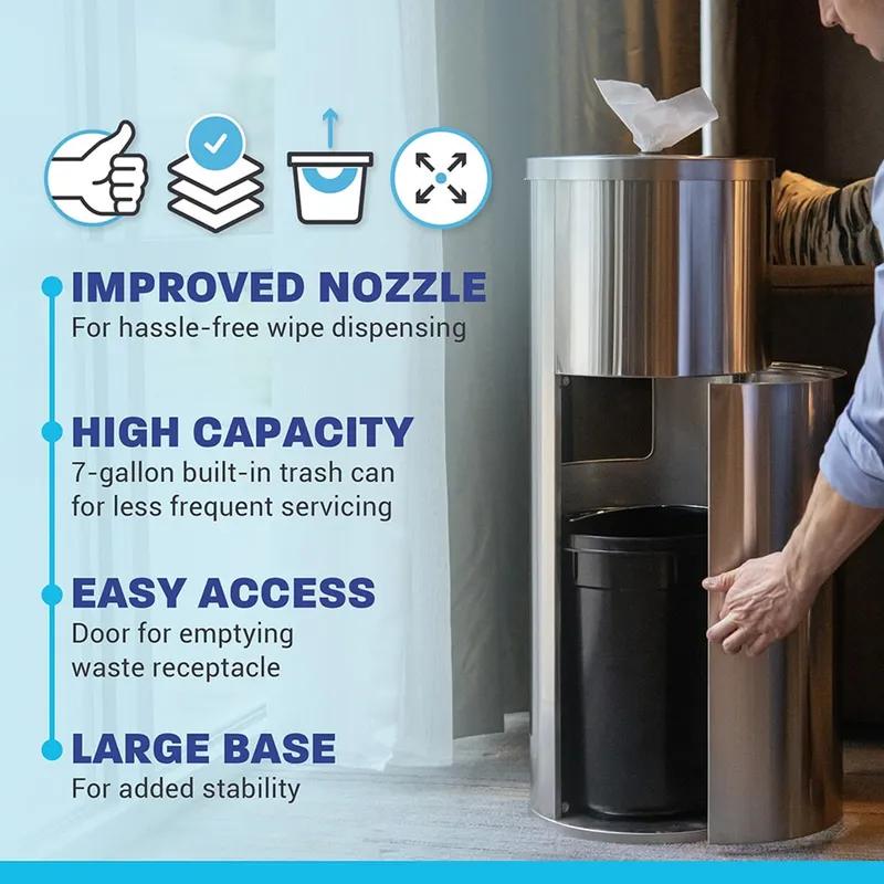 Wipe Dispenser 14X36 IN Stainless Steel Silver 1/Each