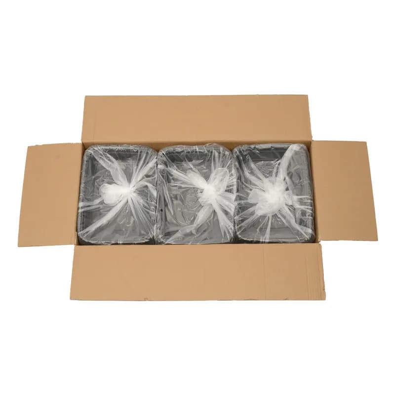 Take-Out Container Base & Lid Combo 58 OZ Black Clear Rectangle Microwave Safe 150/Case