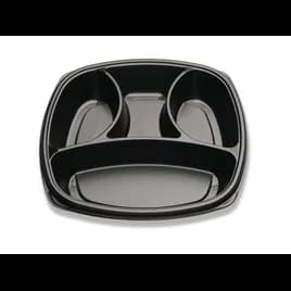 Forum® C-Fine Catering Tray 14 IN 4 Compartment Black 50/Case