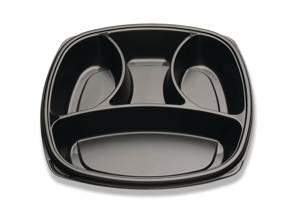 Forum® C-Fine Catering Tray 14 IN 4 Compartment Black 50/Case