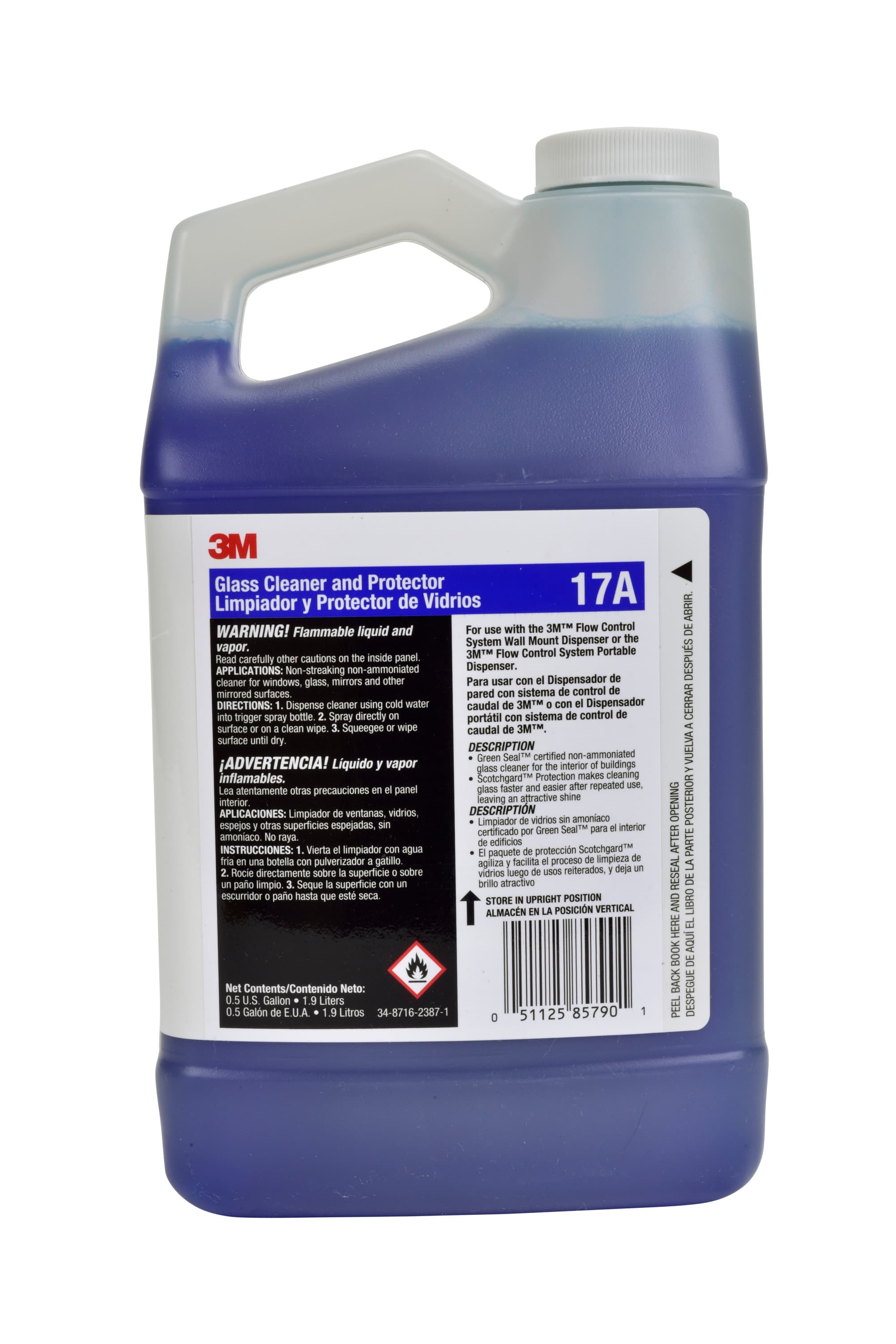 3M™ 17A Apple Window & Glass Cleaner Protectant 64 FLOZ Concentrate Non-Ammoniated No Rinse 1/Box