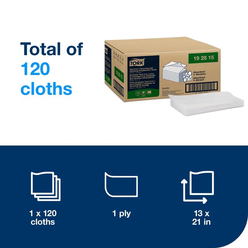 Tork Cleaning Towel 21X13 IN White 1/4 Fold Refill 2-in-1 Absorbent 120 Count/Pack 1 Packs/Case 120 Count/Case