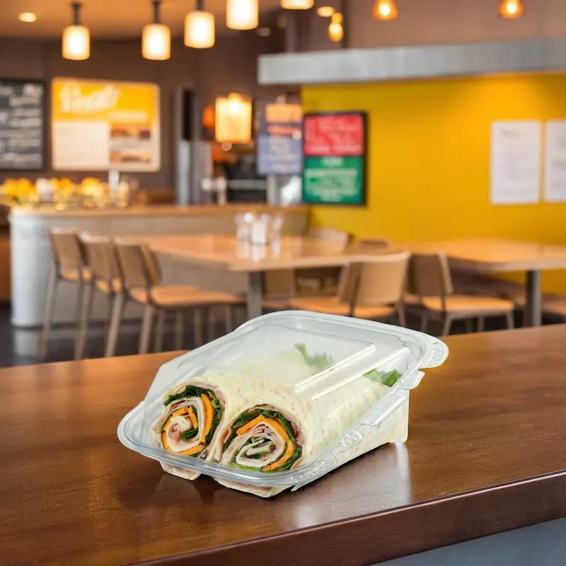 Crystal Seal® reFresh Wrap Take-Out Container Hinged 6.88X5.75X2.32 IN PET Clear Angled 200/Case