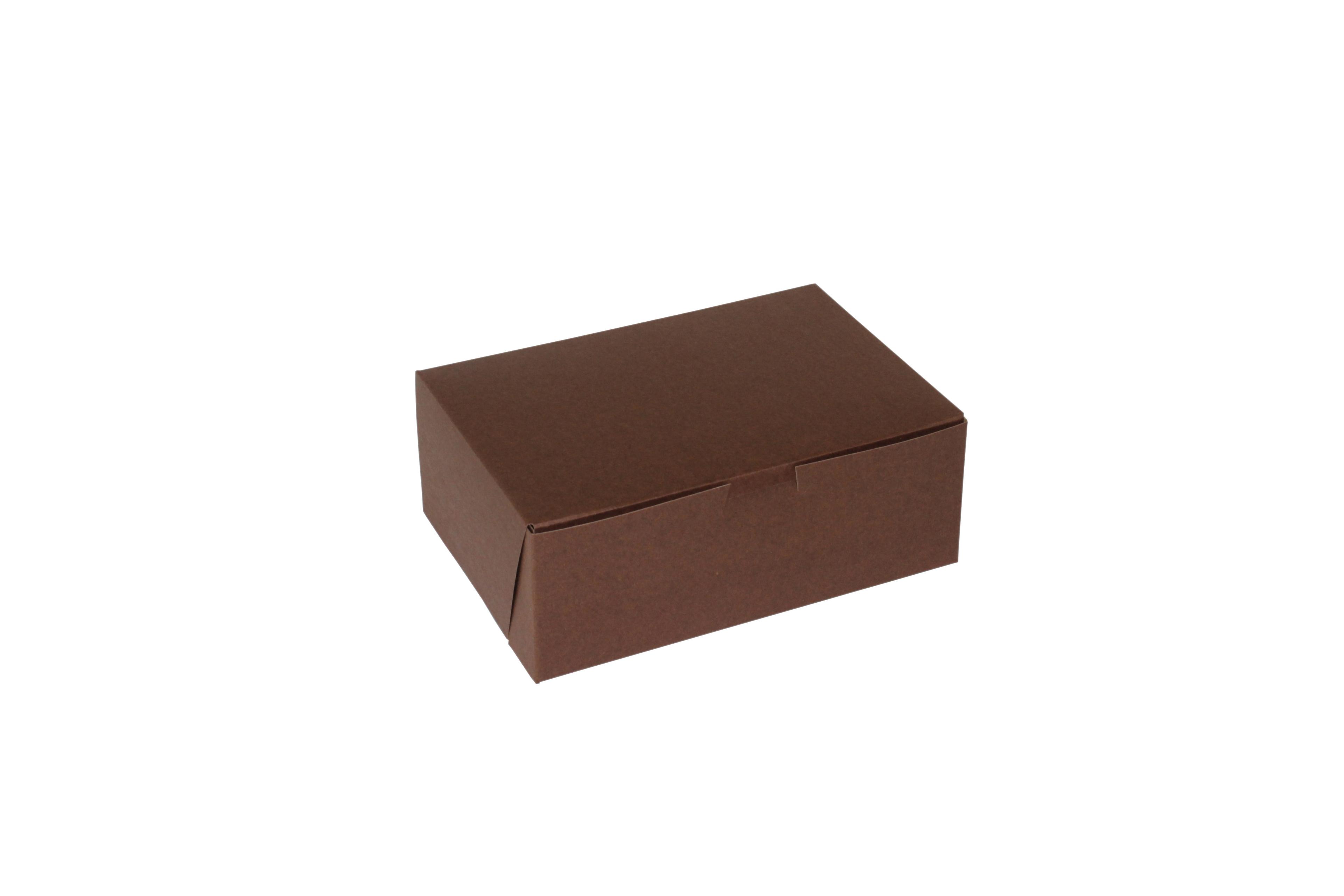 Bakery Box 8X5.5X3 IN Paperboard Chocolate Corner Lock 1-Piece 250/Case