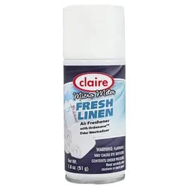 Claire Air Freshener Fresh Linen Clear Aerosol 1.8 FLOZ Metered Refill 12/Case