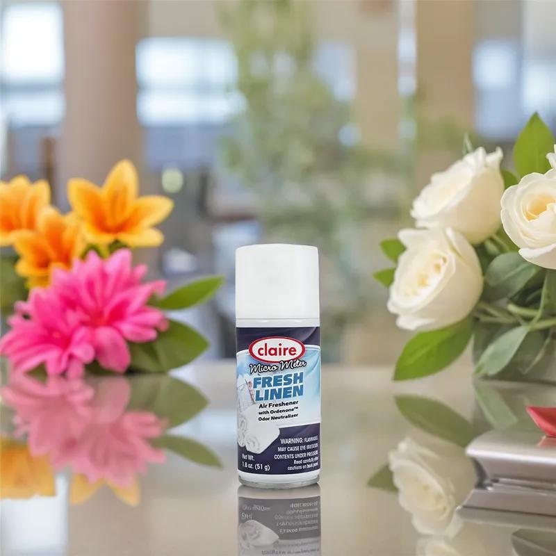 Claire Air Freshener Fresh Linen Clear Aerosol 1.8 FLOZ Metered Refill 12/Case