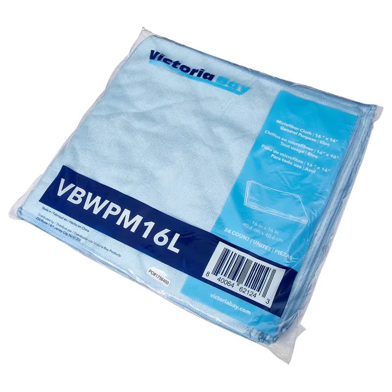 Victoria Bay Cleaning Cloth 16X16 IN Microfiber Blue Square 24/Pack