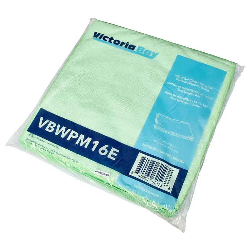 Victoria Bay Cleaning Cloth 16X16 IN Microfiber Green Square 24/Pack