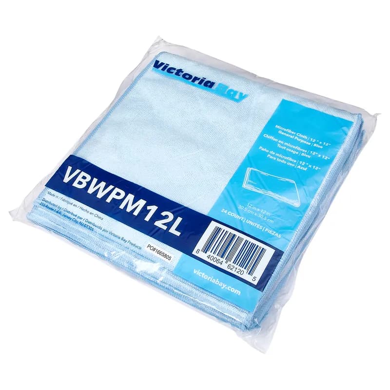 Victoria Bay Cleaning Cloth 12X12 IN Microfiber Blue Square 24/Pack