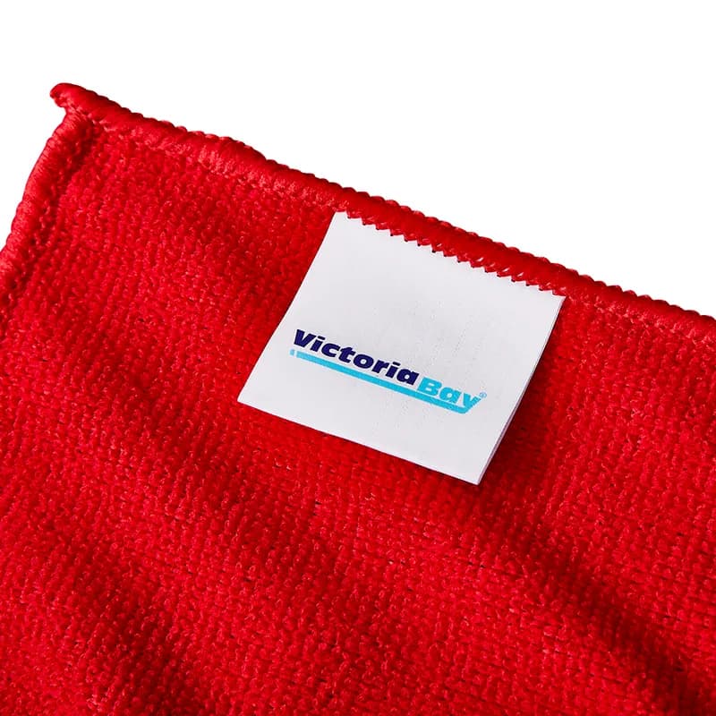 Victoria Bay Cleaning Cloth 12X12 IN Microfiber Red Square 24/Pack