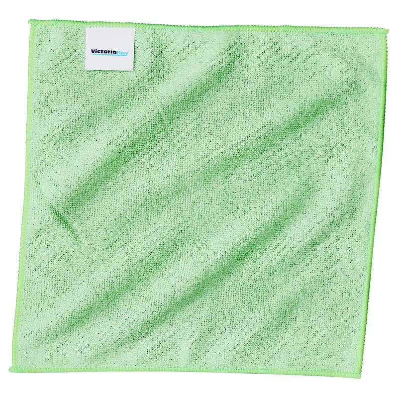 Victoria Bay Cleaning Cloth 12X12 IN Microfiber Green Square 24/Pack
