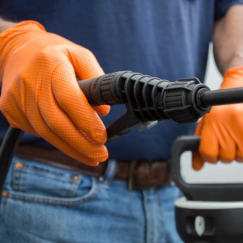 Gloves Large (LG) Orange 8MIL Textured Nitrile Powder-Free 100 Count/Box 10 Box/Case 1000 Count/Case