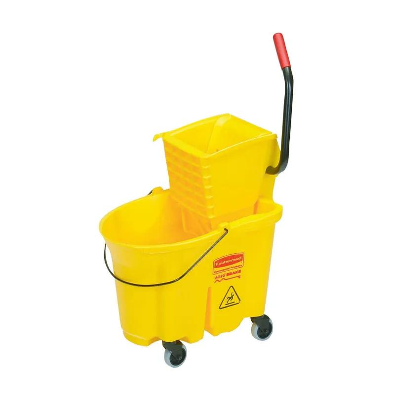 SKILCRAFT® Mop Bucket & Wringer 35 QT Plastic Yellow Down Press 1/Each