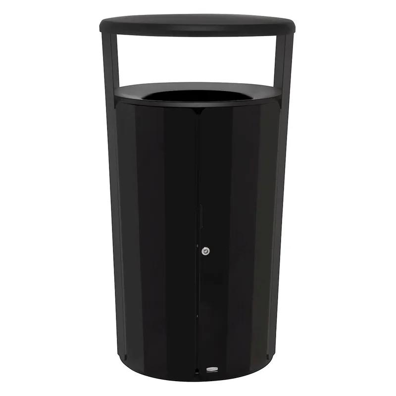 Resist® Waste 1-Stream Outdoor Trash Receptacle 29.16X29.16X49.94 IN 45 GAL Black Round Metal 1/Each