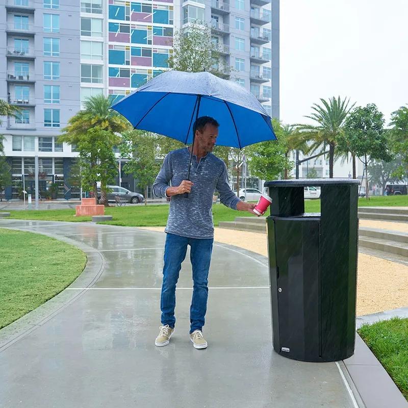 Resist® Waste 1-Stream Outdoor Trash Receptacle 29.16X29.16X49.94 IN 45 GAL Black Round Metal 1/Each