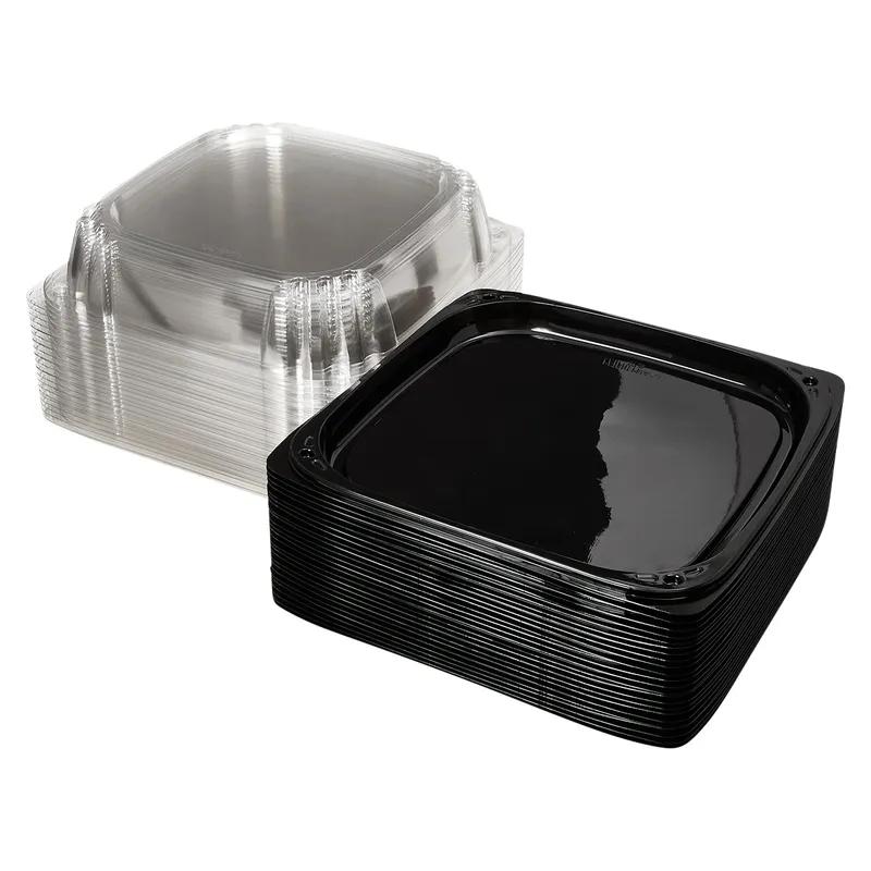 Victoria Bay Serving Tray Base & Lid Combo 12X12X3.76 IN PET Black Clear Square Freezer Safe 25/Case