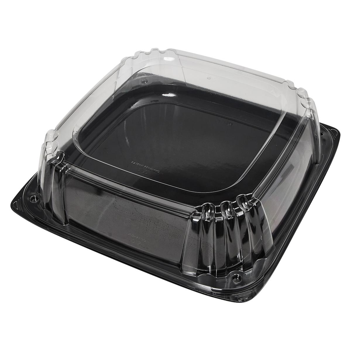 Victoria Bay Serving Tray Base & Lid Combo 14X14X4.54 IN PET Black Clear Square Freezer Safe 25/Case